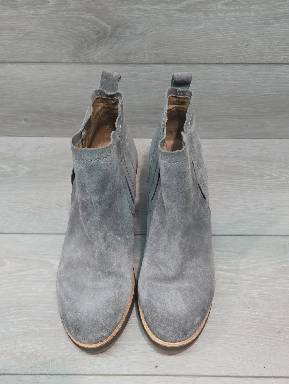 Sofft Women Grey Suede Aqua Wedge Ankle Boots Comfort Chelsea Shoes Sz 8.5M